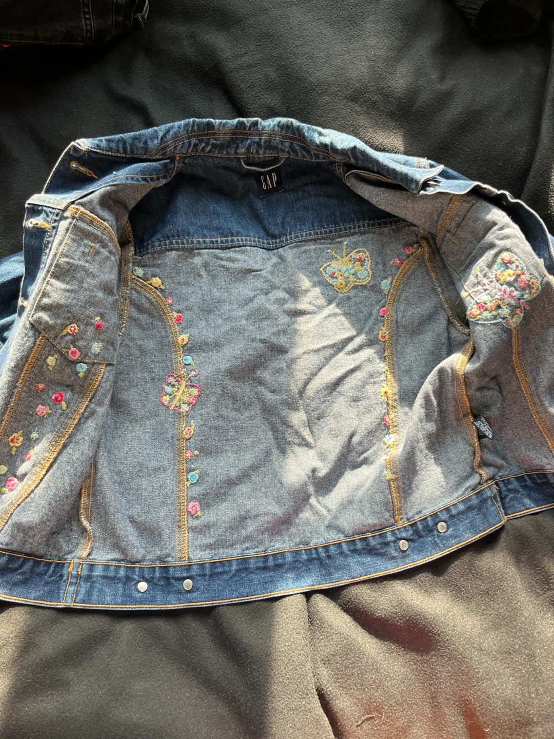Gap Kids Denim Jacket with Butterfly Embroidery - photo 2