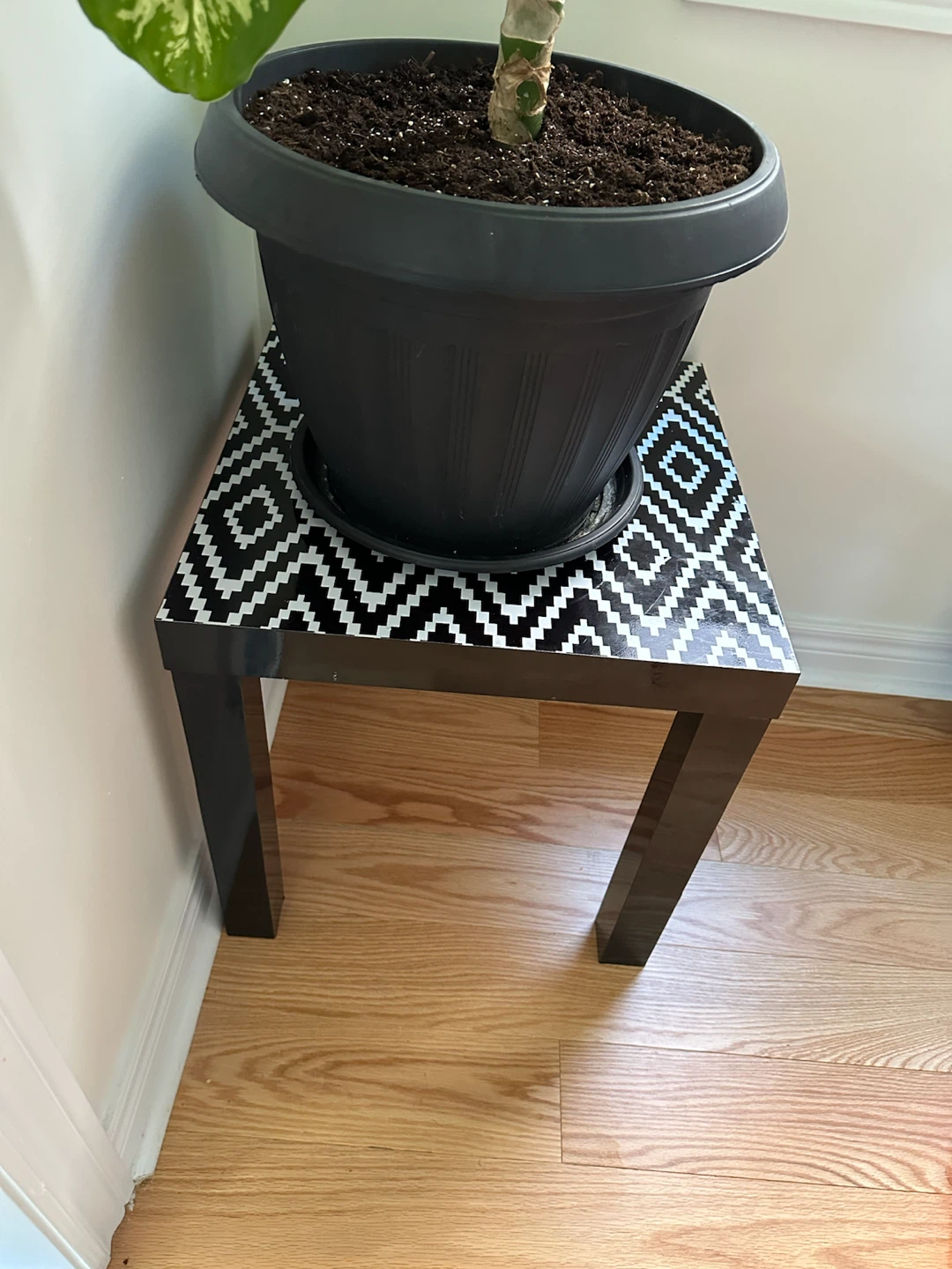 Ikea Lack Black and White Geometric Side Table