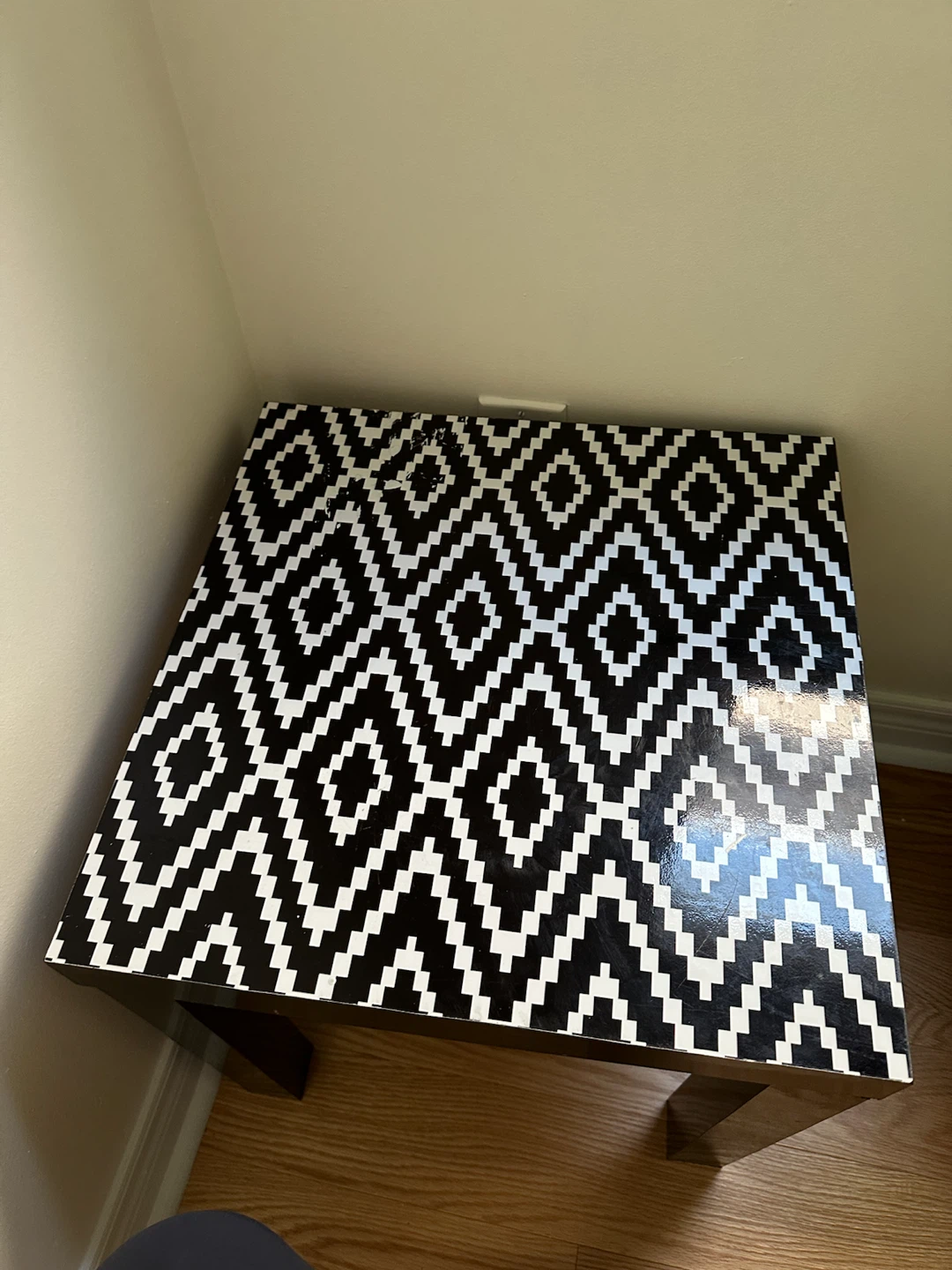 Ikea Lack Black and White Geometric Side Table - photo 2