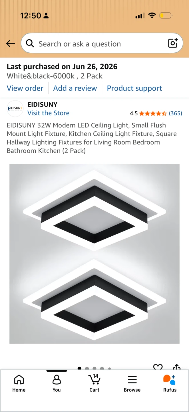 EIDISUNY 32W Modern LED Ceiling Light Fixture - 2 Pack