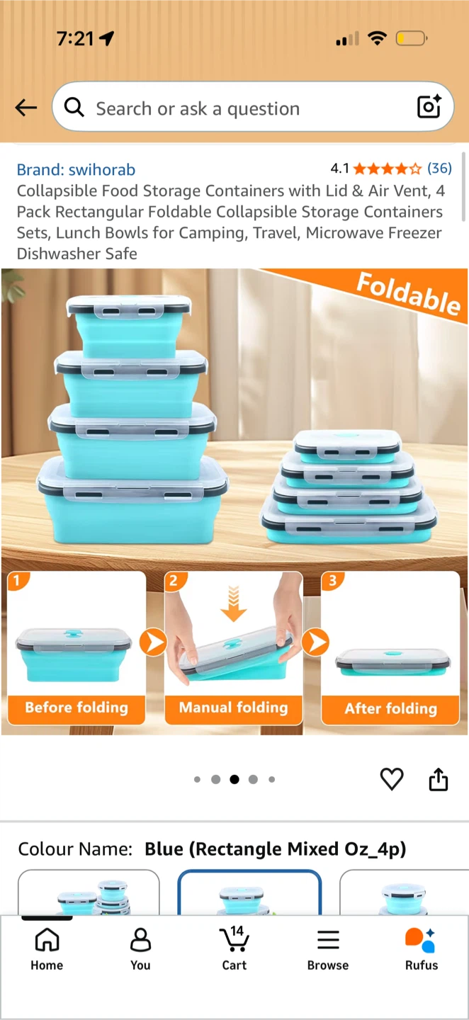 swihorab Collapsible Food Storage Containers - 4 Pack - photo 2