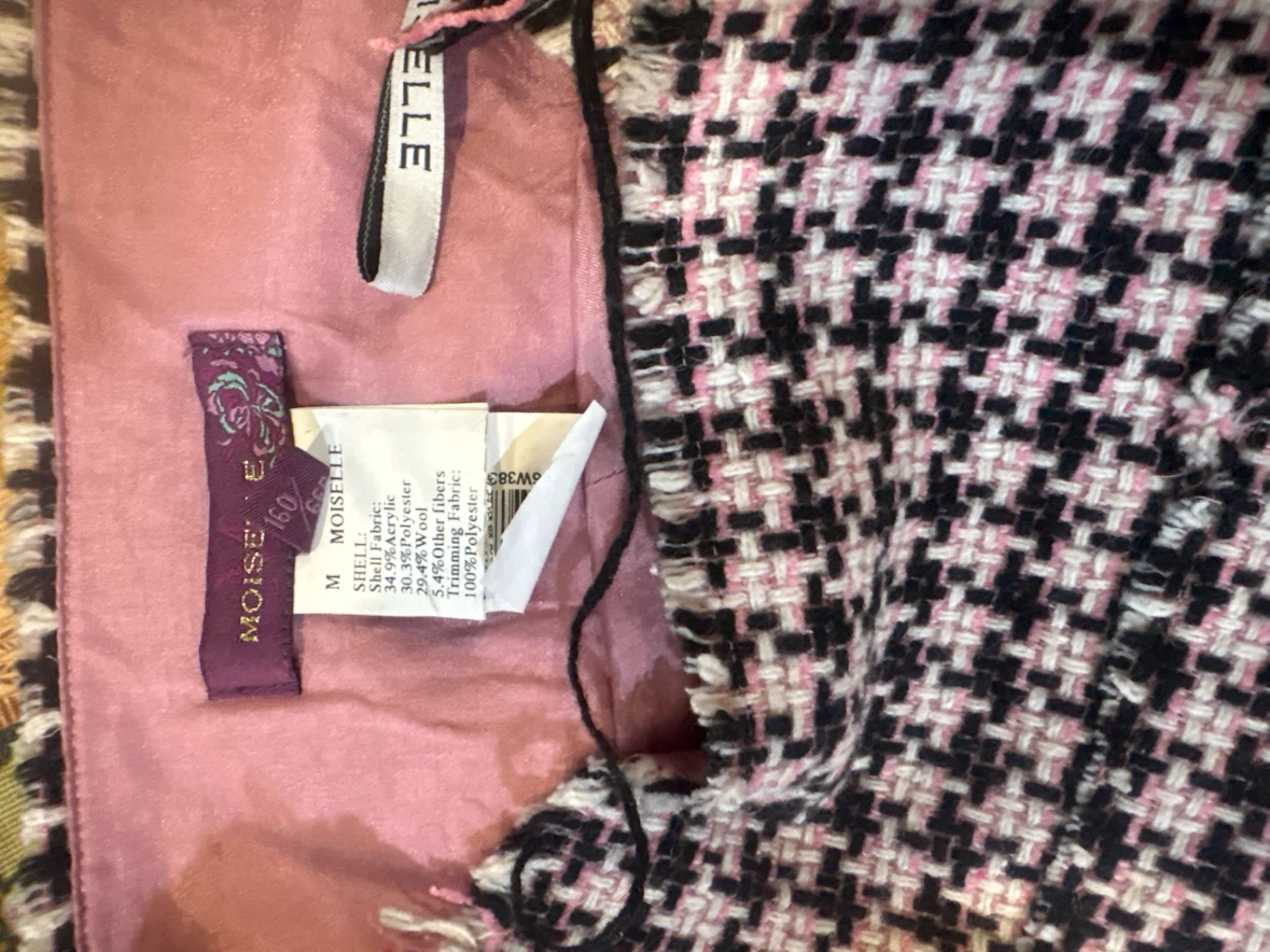Moise Elle Pink & Black Houndstooth Skirt - Size M - photo 3