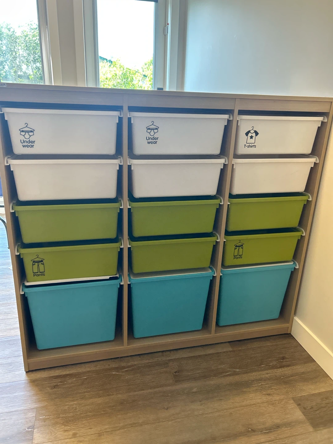 Wooden Toy Organizer Shelf with Bins