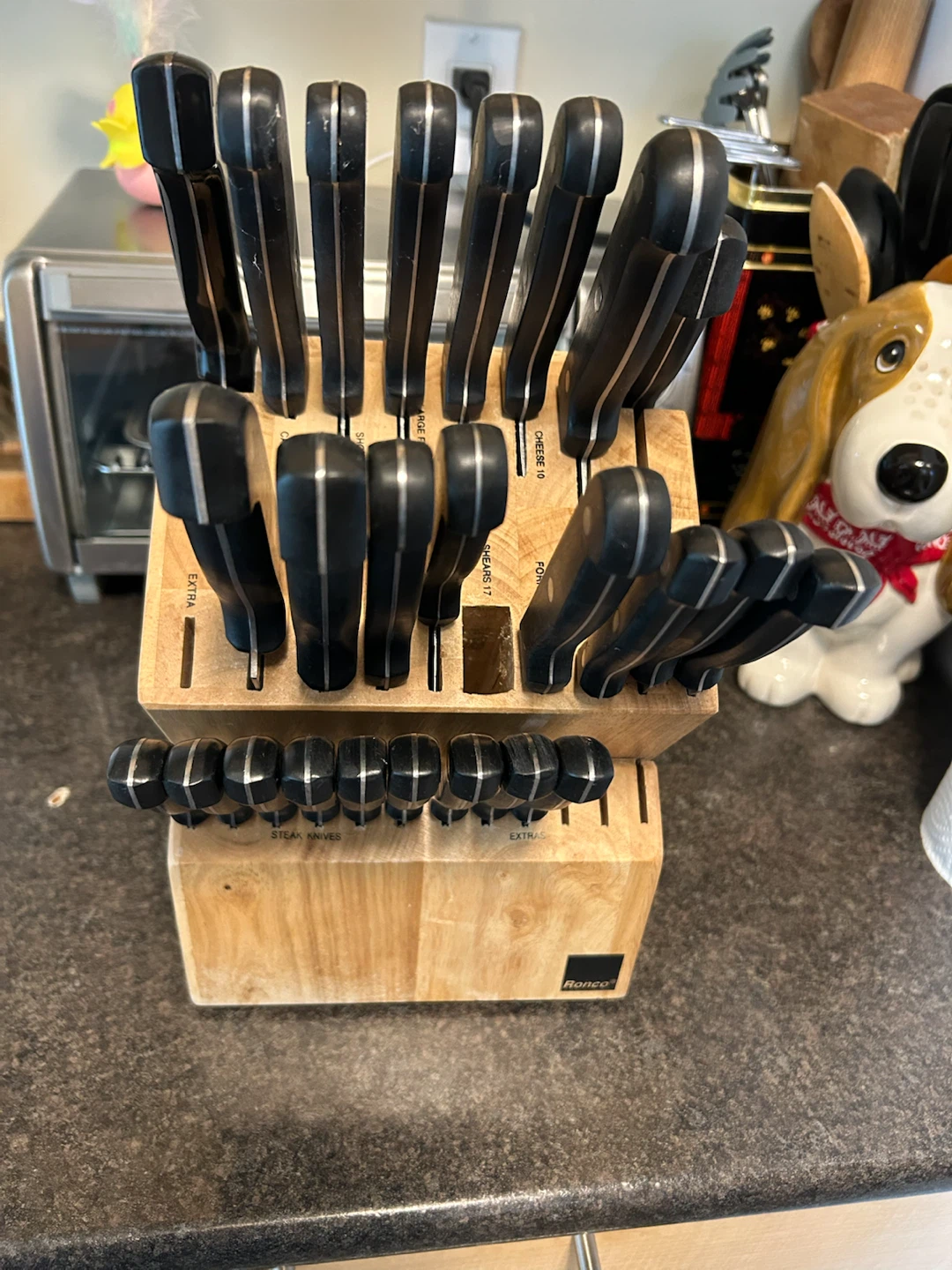 Ronco knife set and wooden block
