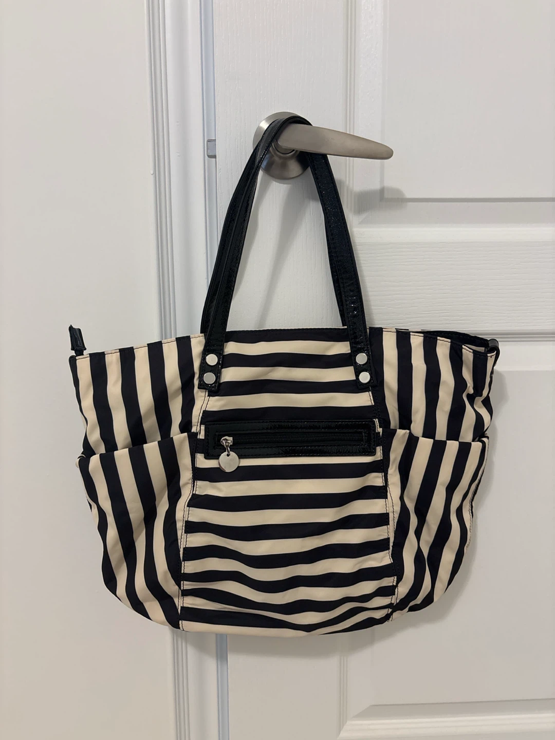 Black and Cream Striped Tote Bag - photo 2