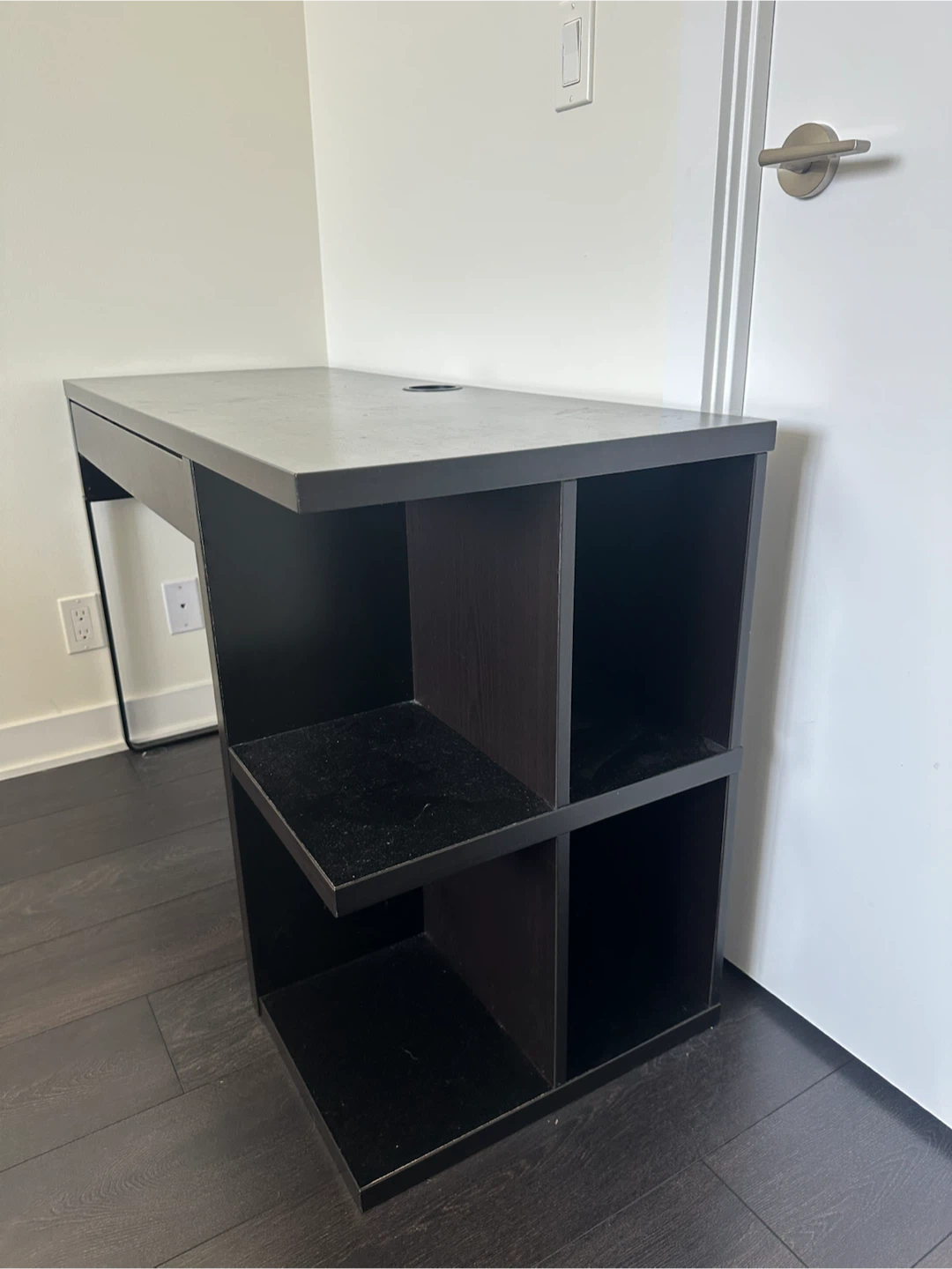 Black Desk with Drawer and Shelving - photo 2