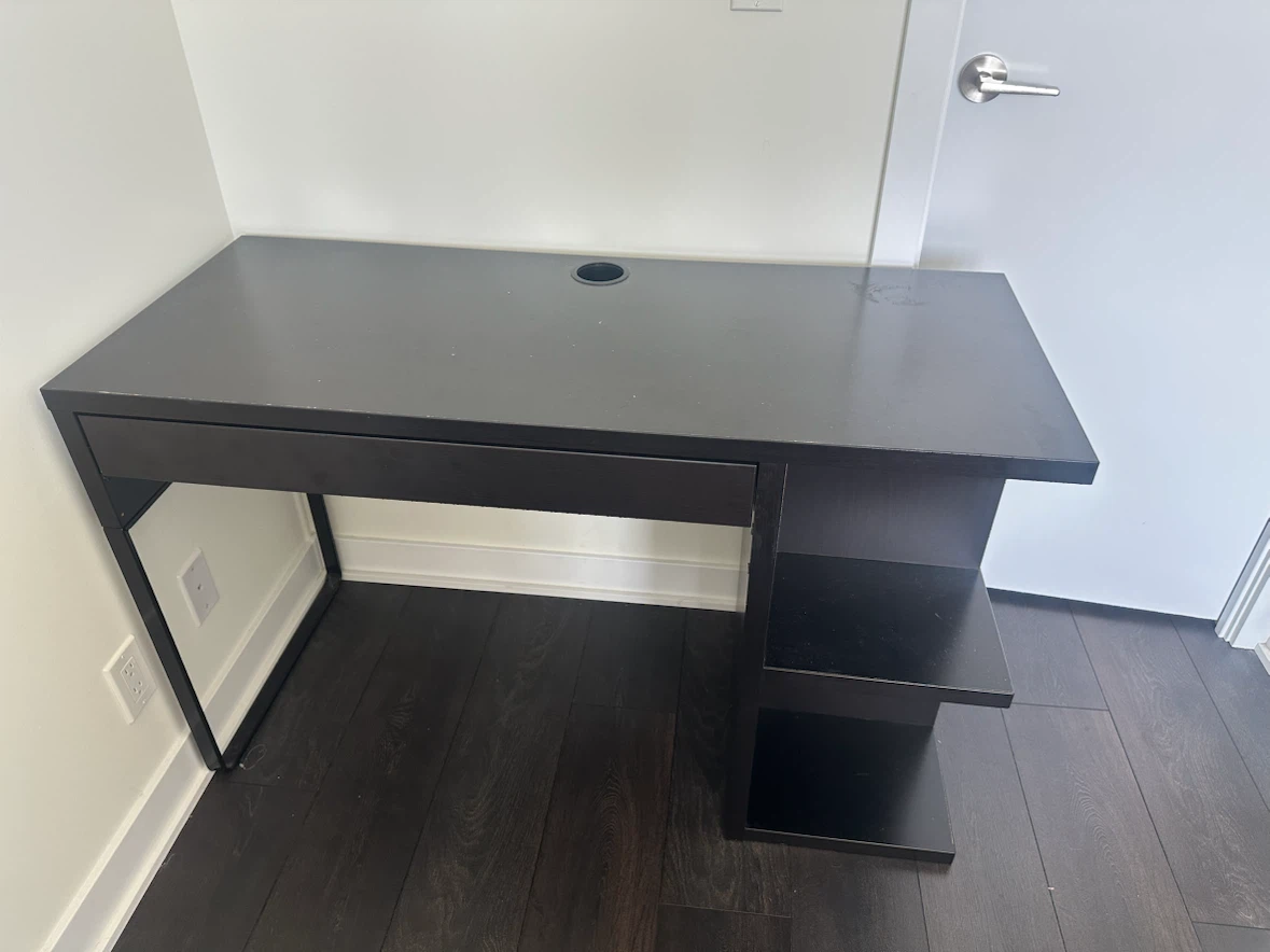 Black Desk with Drawer and Shelving - photo 3