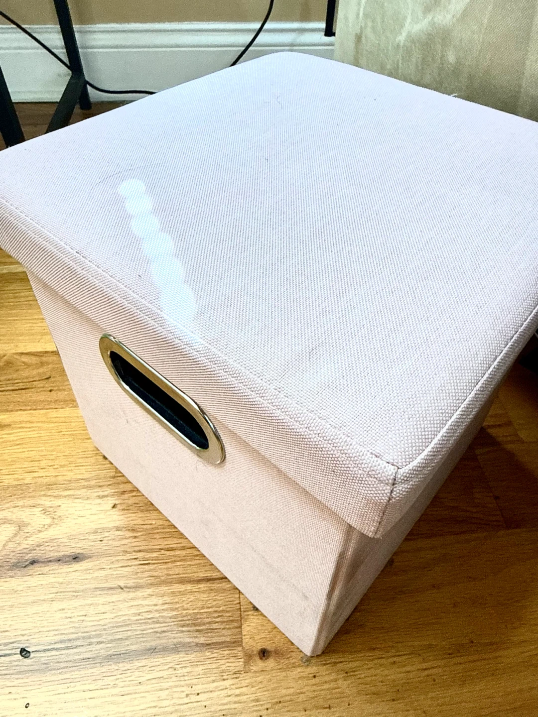 Pink Fabric Storage Cube with Handles