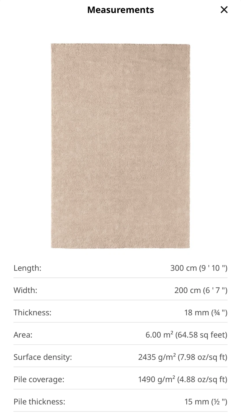 Off-White Low-Pile Area Rug (200 × 300 cm) – Excellent Condition - photo 4