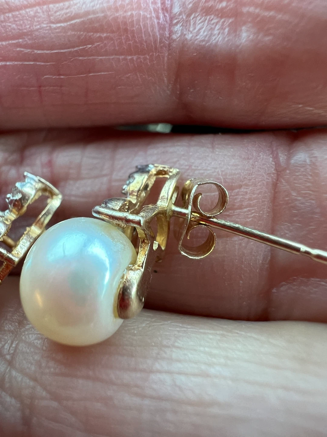10K Gold Pearl and diamonds Earrings - photo 2