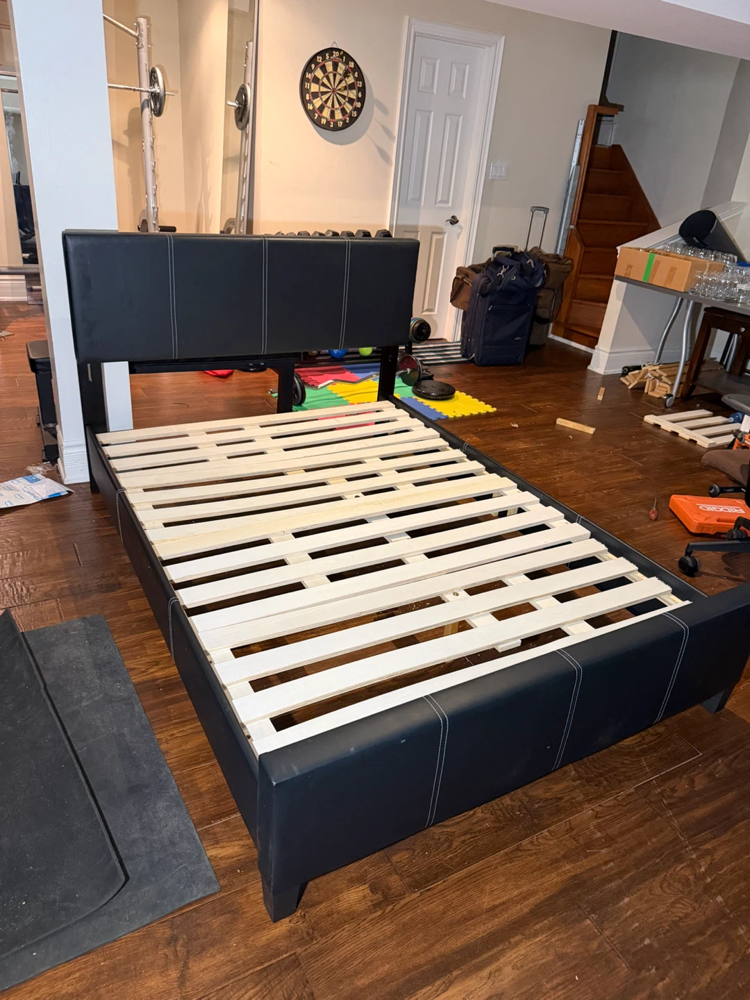 Double  Leather Bed Frame with Headboard