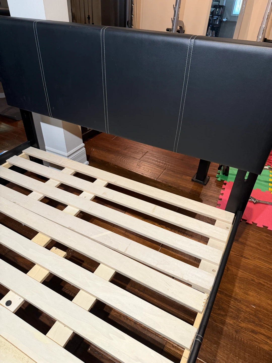 Double  Leather Bed Frame with Headboard - photo 2