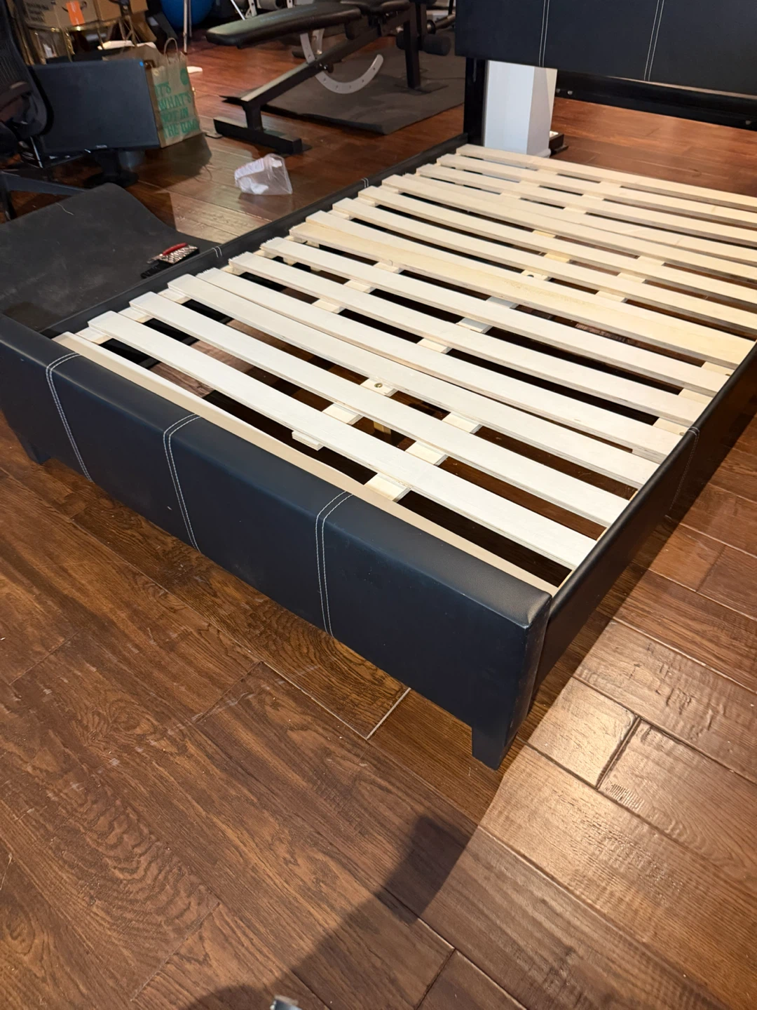 Double  Leather Bed Frame with Headboard - photo 3