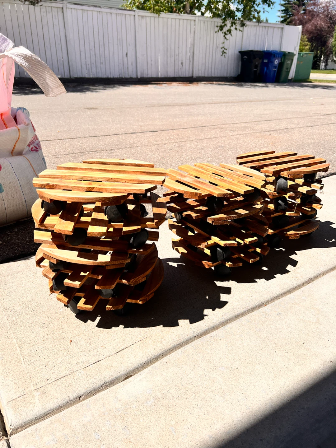 Wooden Plant Pot Caddy Stand with wheels 9 Total - photo 4