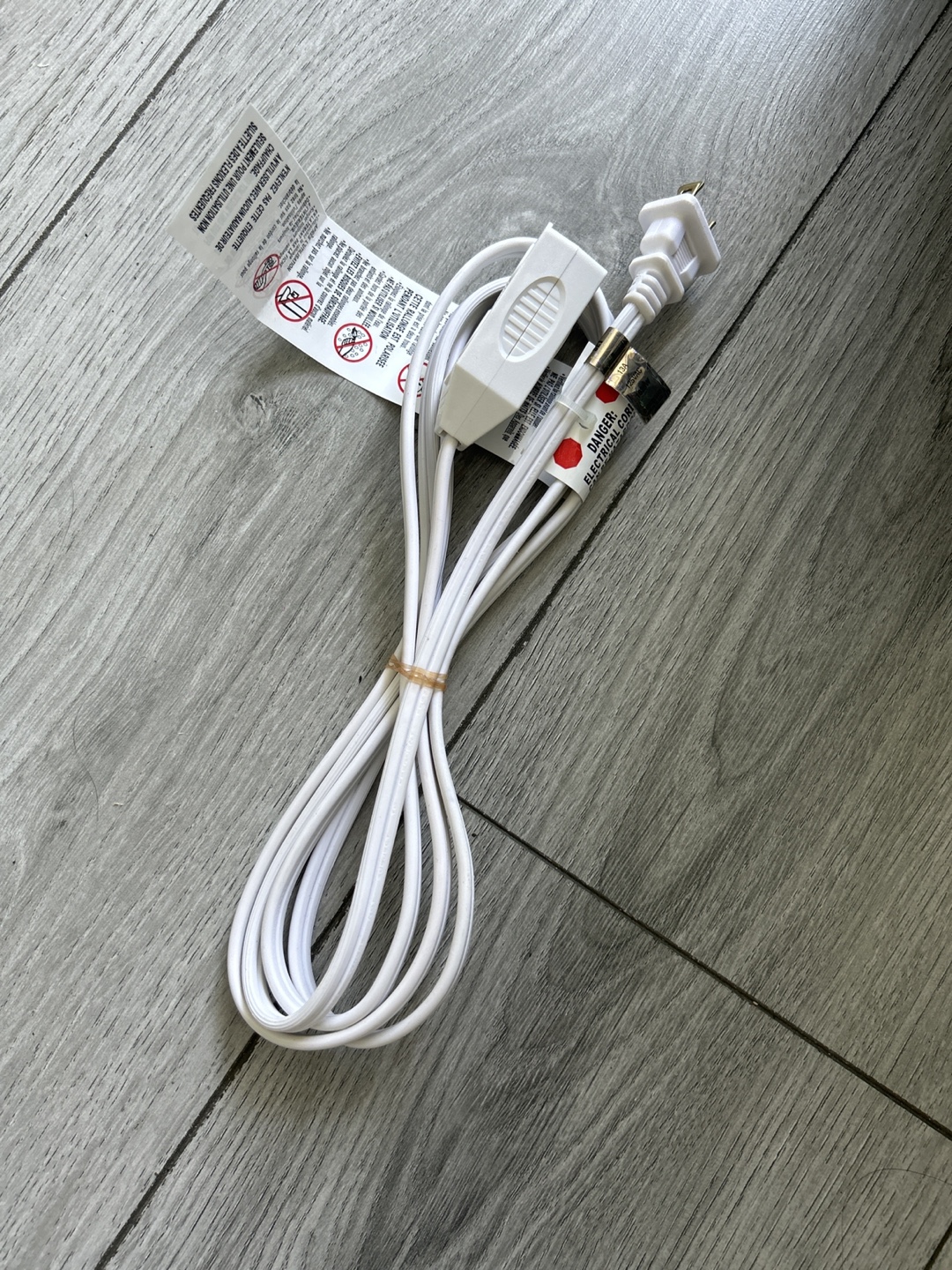 White Extension Cord with In-line Switch