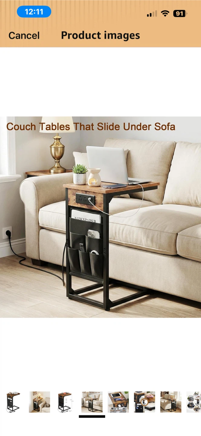 NEW C-Shaped End Table w/ Charging Station - photo 2