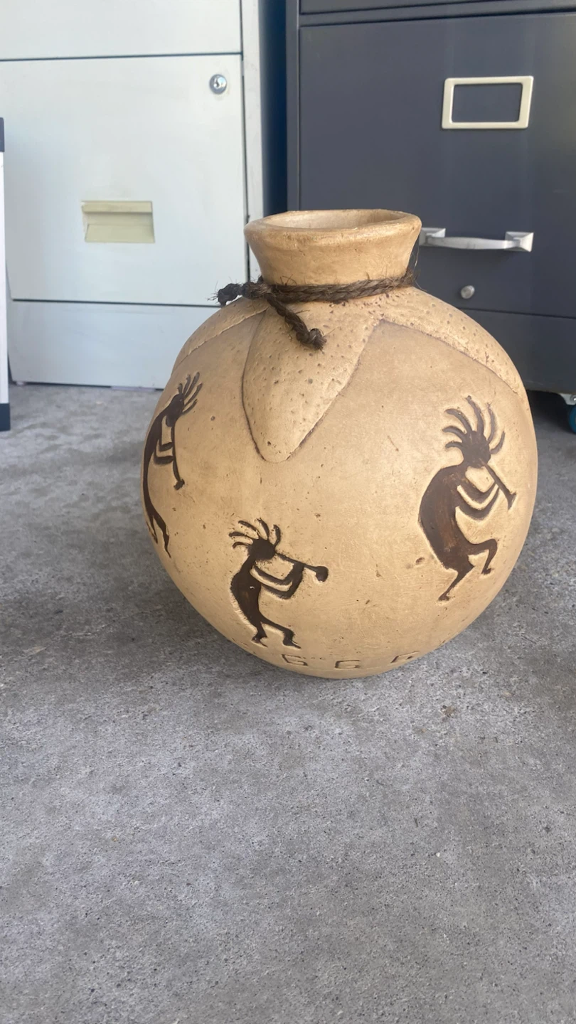 Terracotta Vase with Kokopelli Design