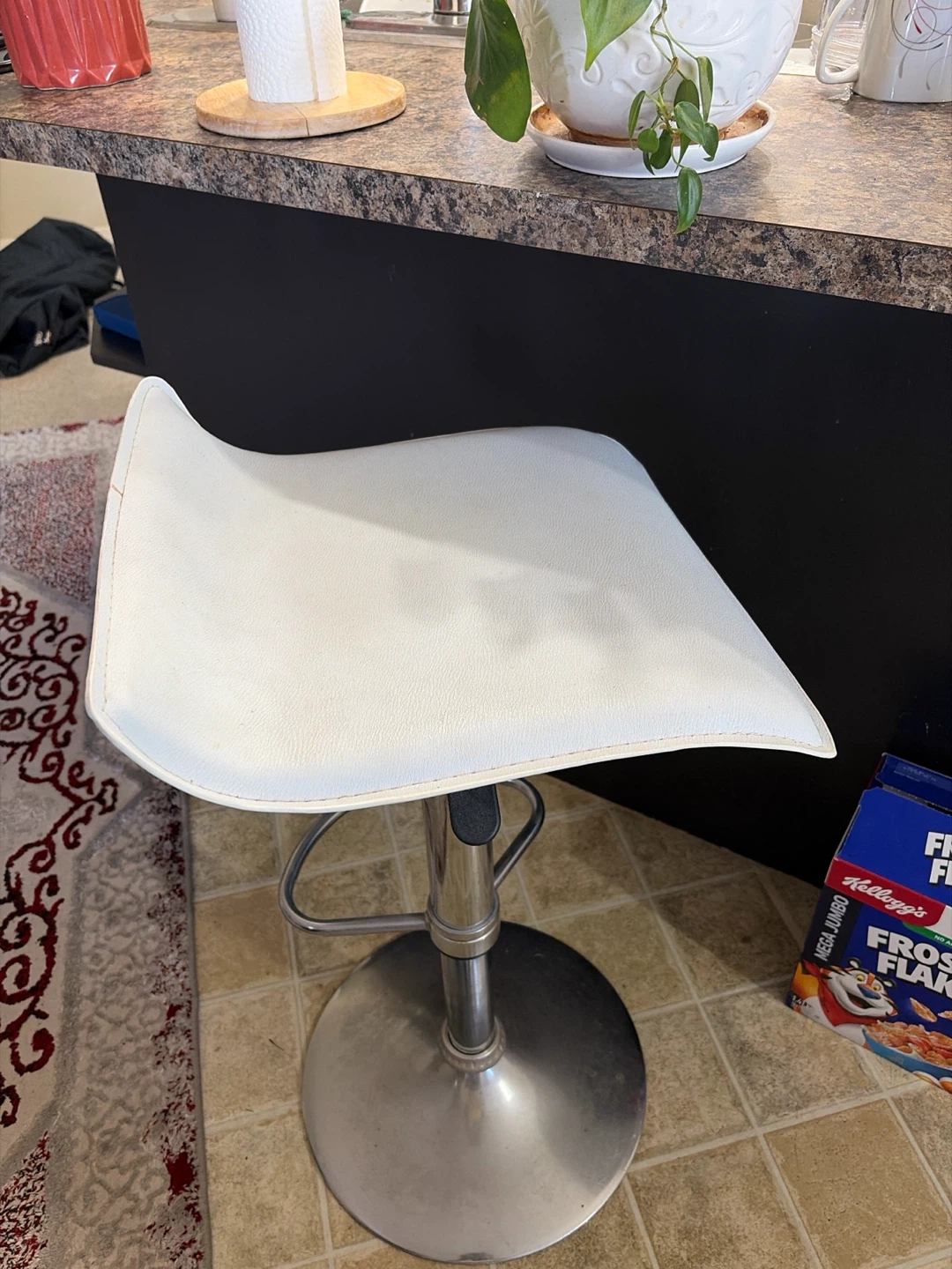White Adjustable Bar Stool- moving sale
