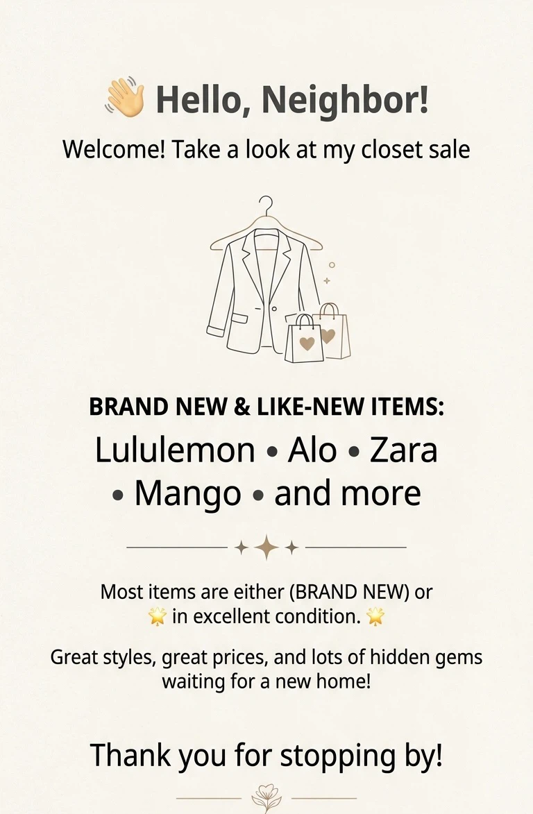 CLOSET SALE