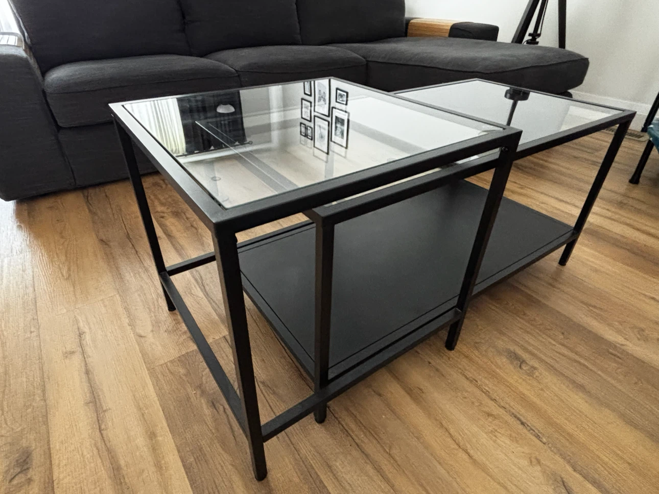 Black Metal & Glass Coffee Table