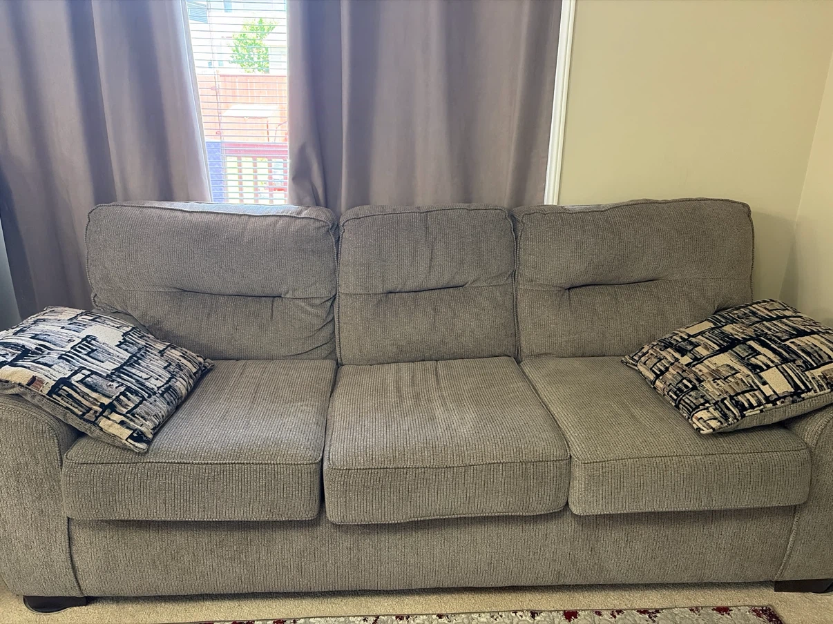 Grey 3-Seater Sofa with Pillows