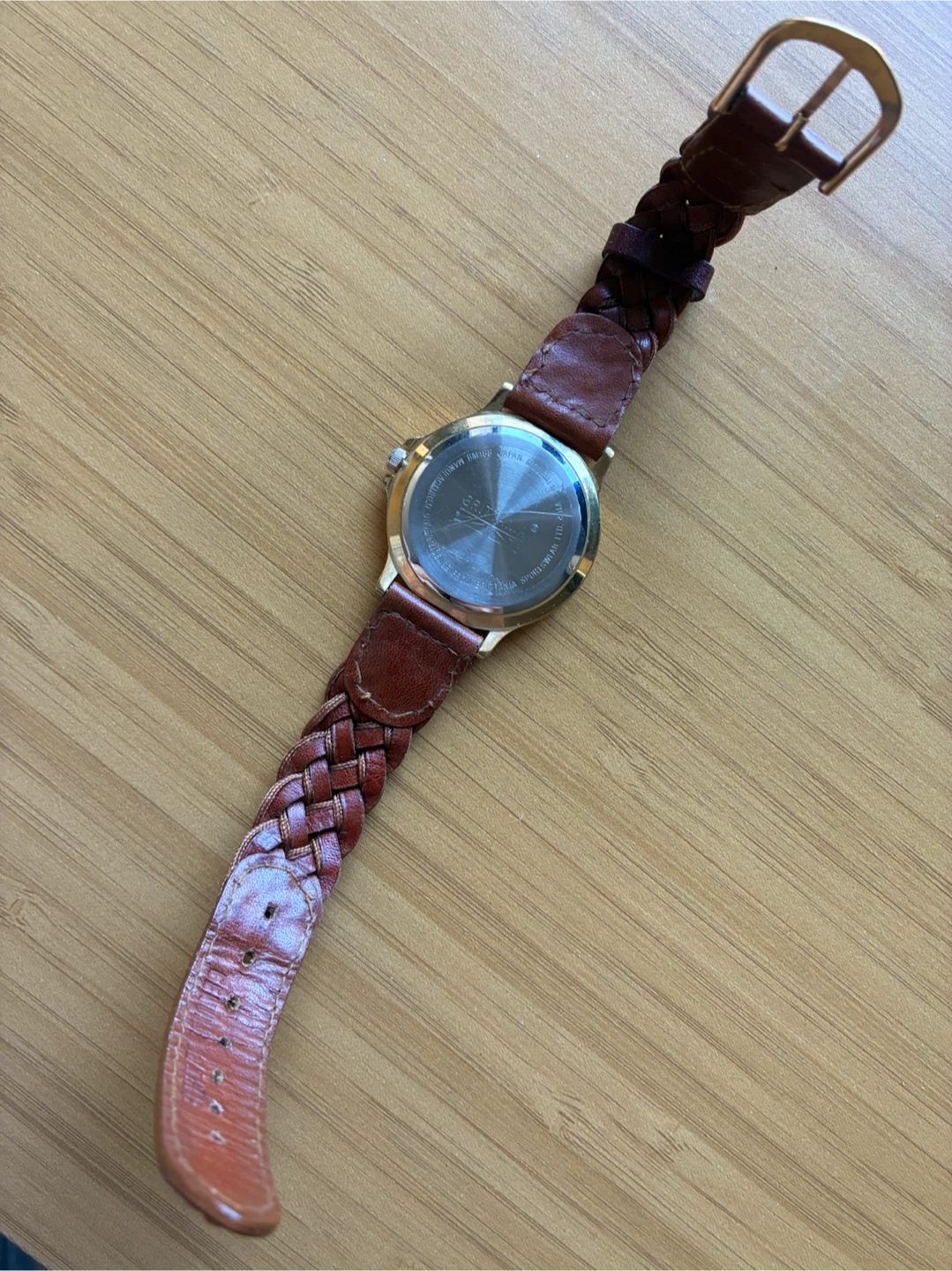 Vintage Quartz Watch with Brown Braided Leather Band - photo 3