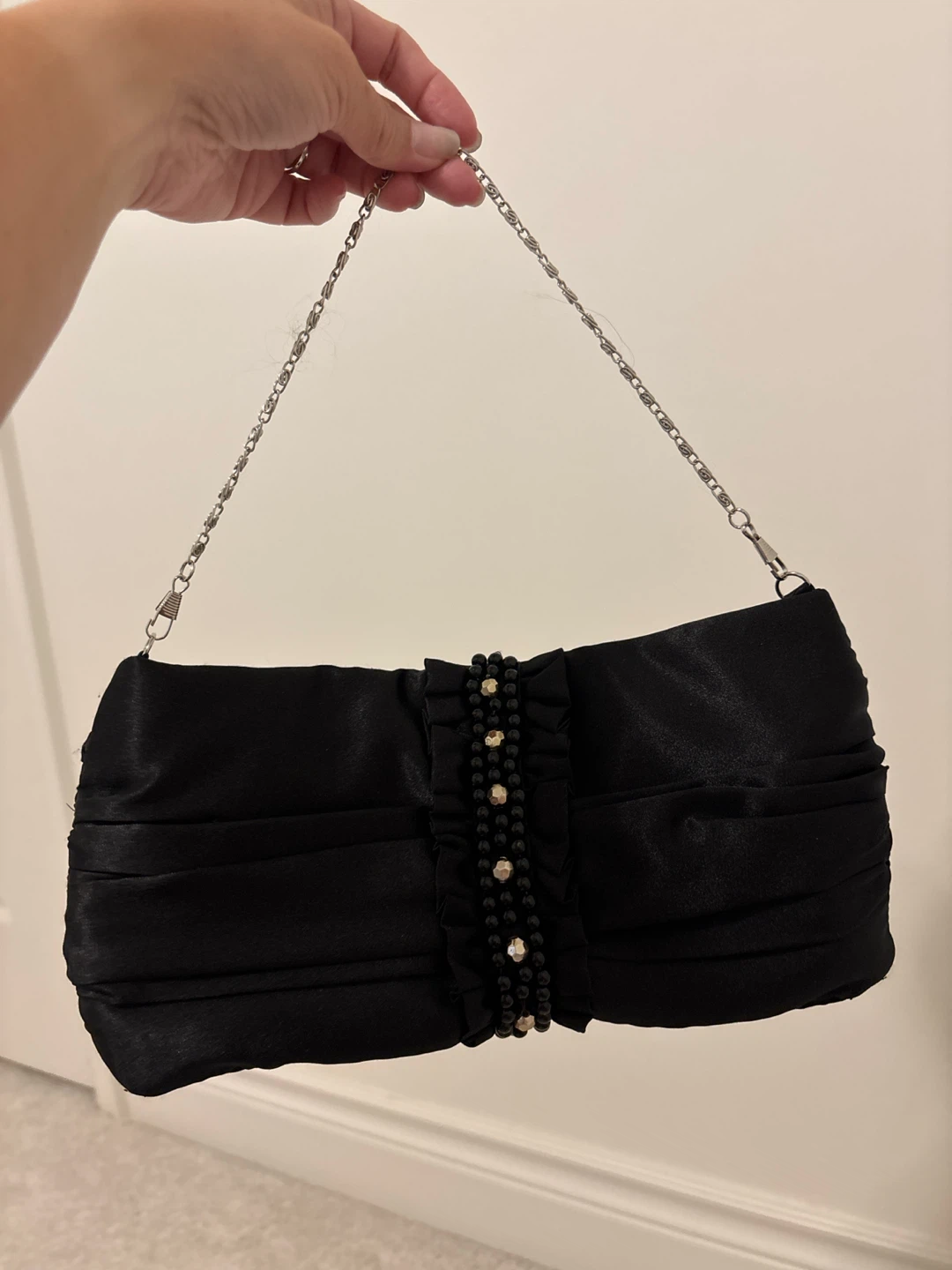Black Beaded Clutch Evening Bag