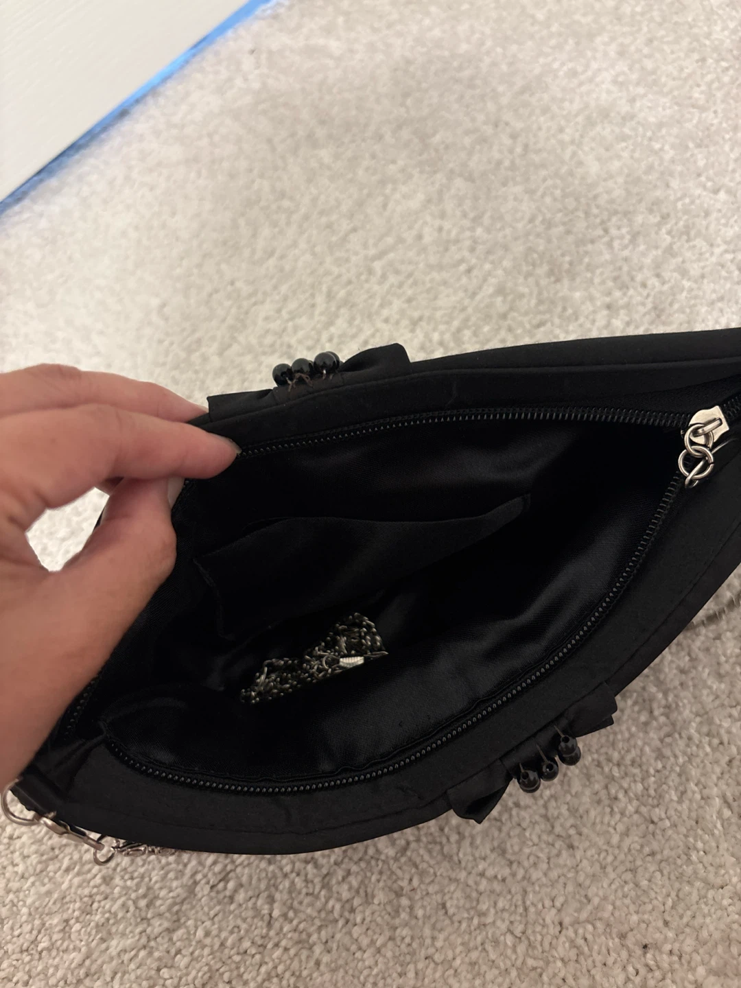 Black Beaded Clutch Evening Bag - photo 3