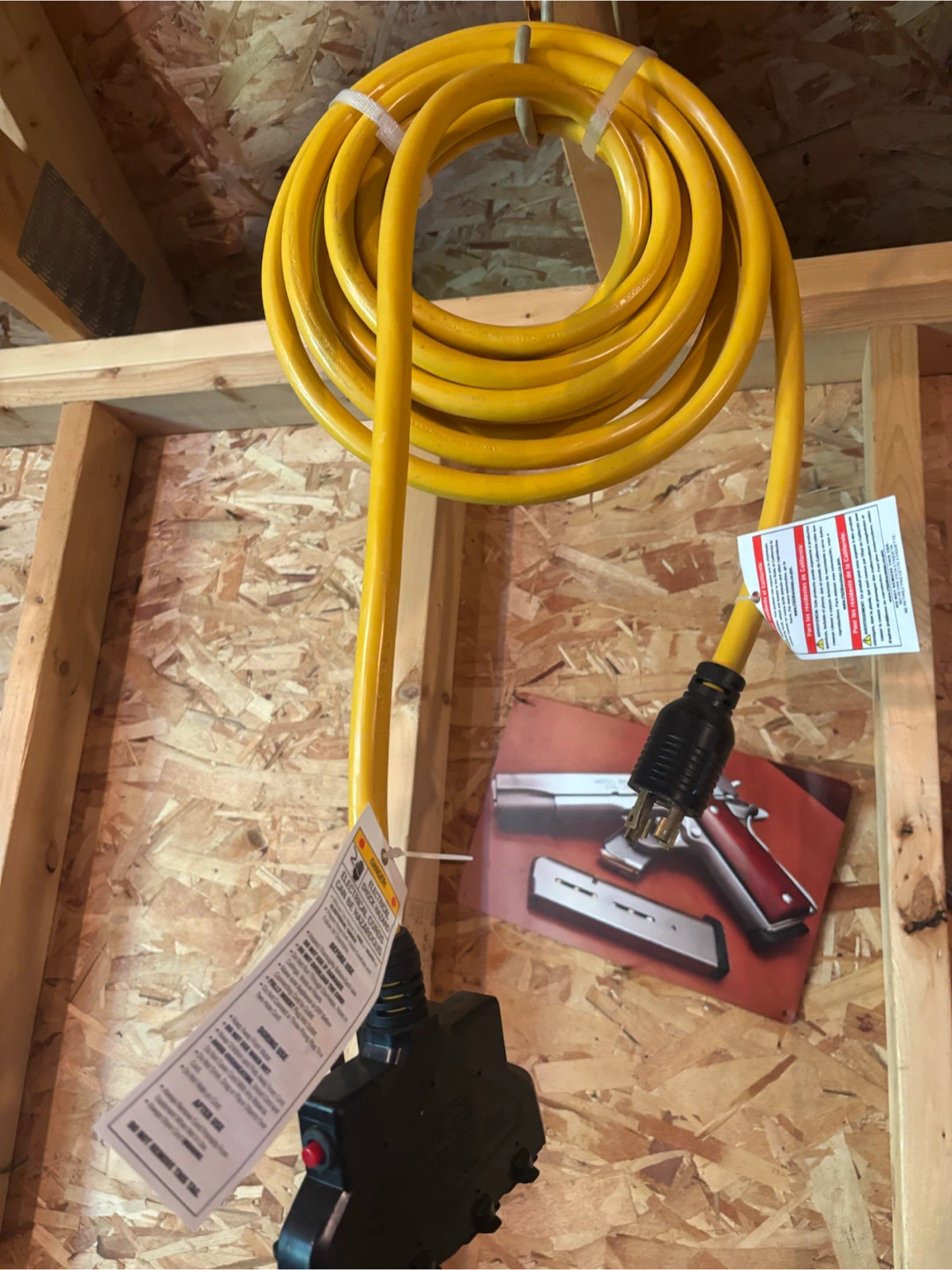 Yellow Outdoor 30 amp  to 4 Outlets