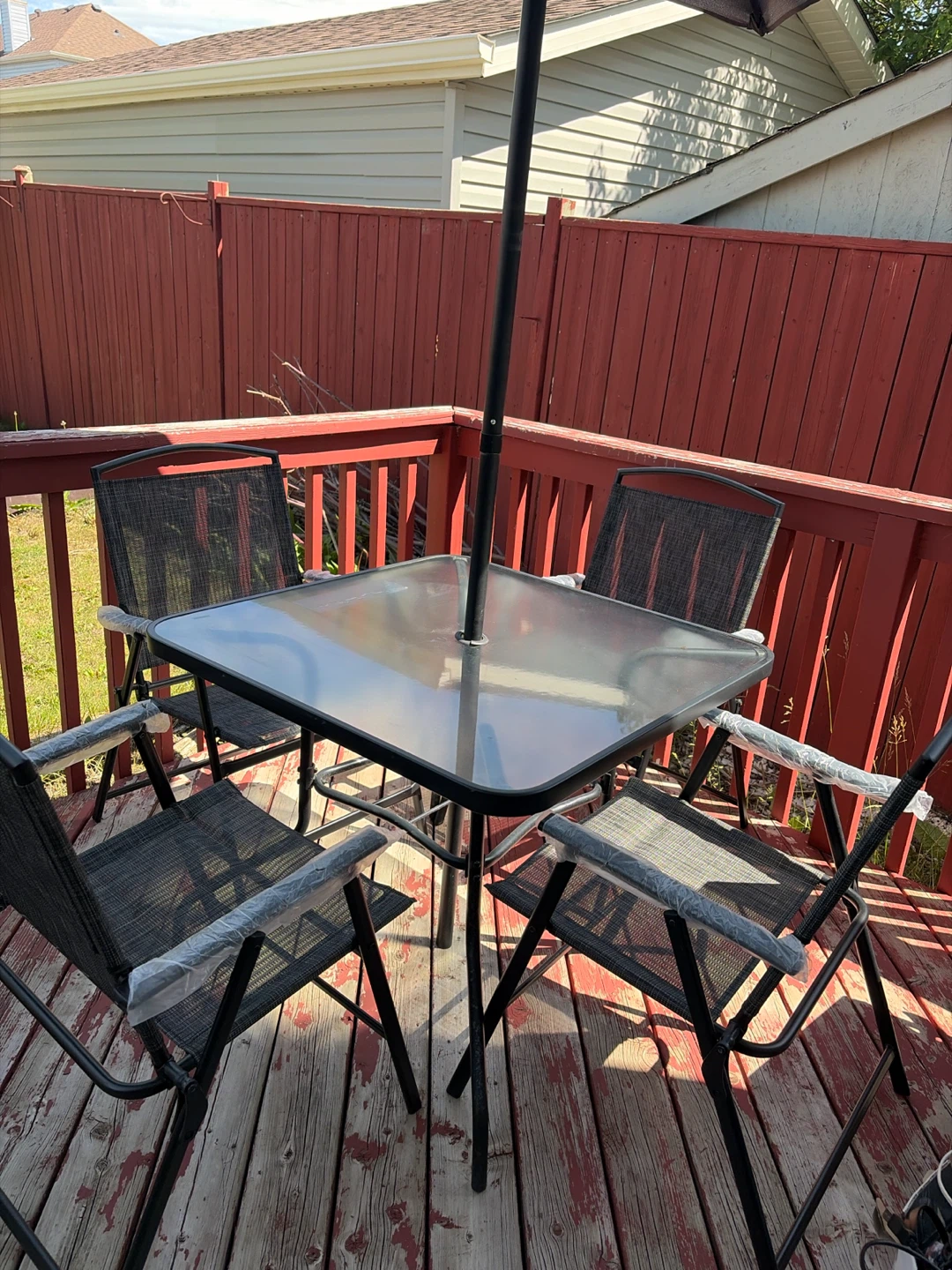 Glass Patio Dining Set with Umbrella - photo 2