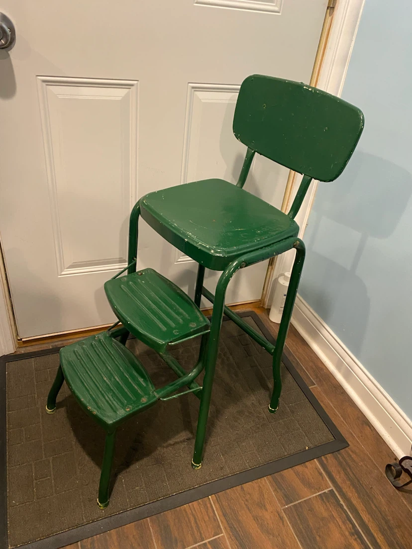 Vintage Green Step Stool Chair