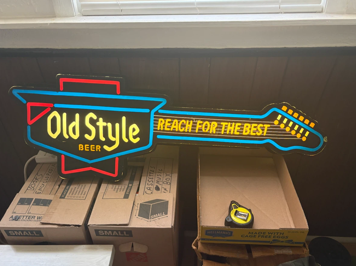 Old Style Beer Illuminated Guitar Neon Sign