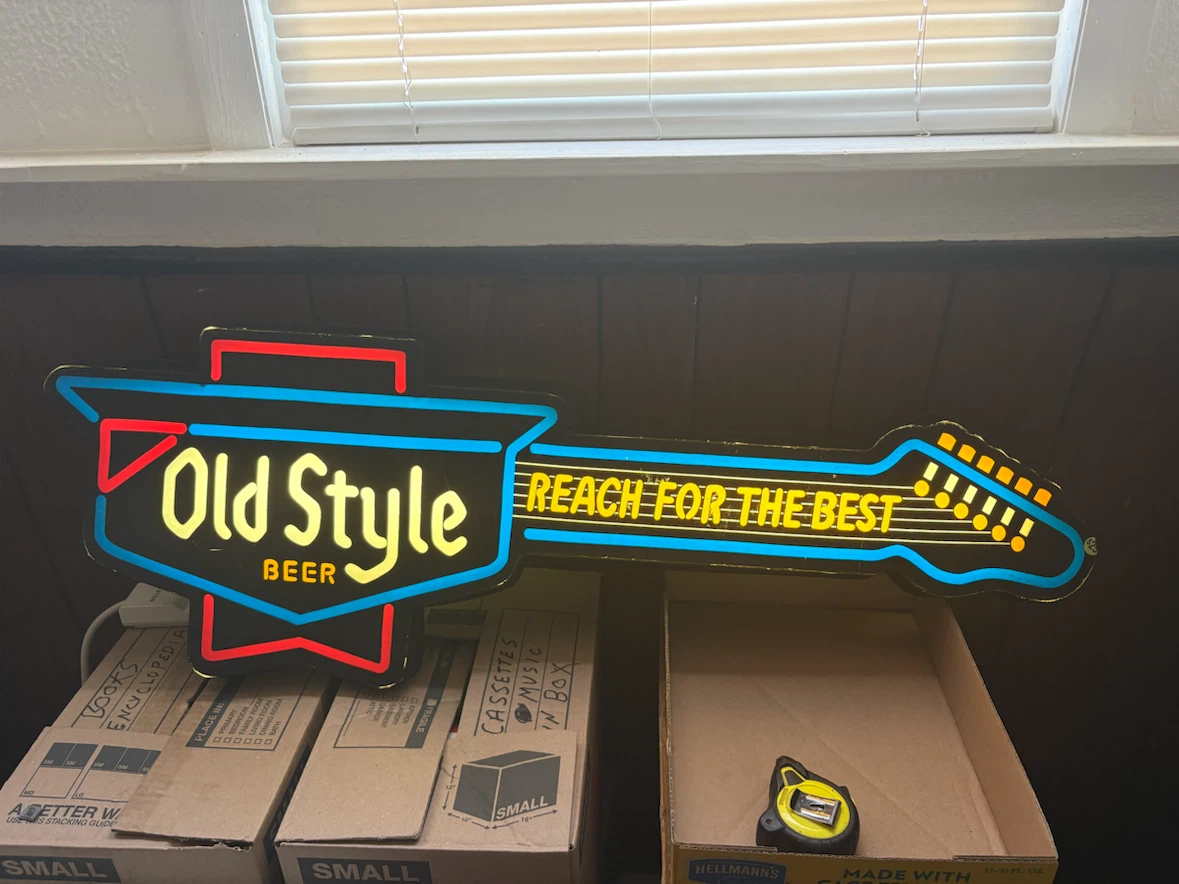 Old Style Beer Illuminated Guitar Neon Sign - photo 2