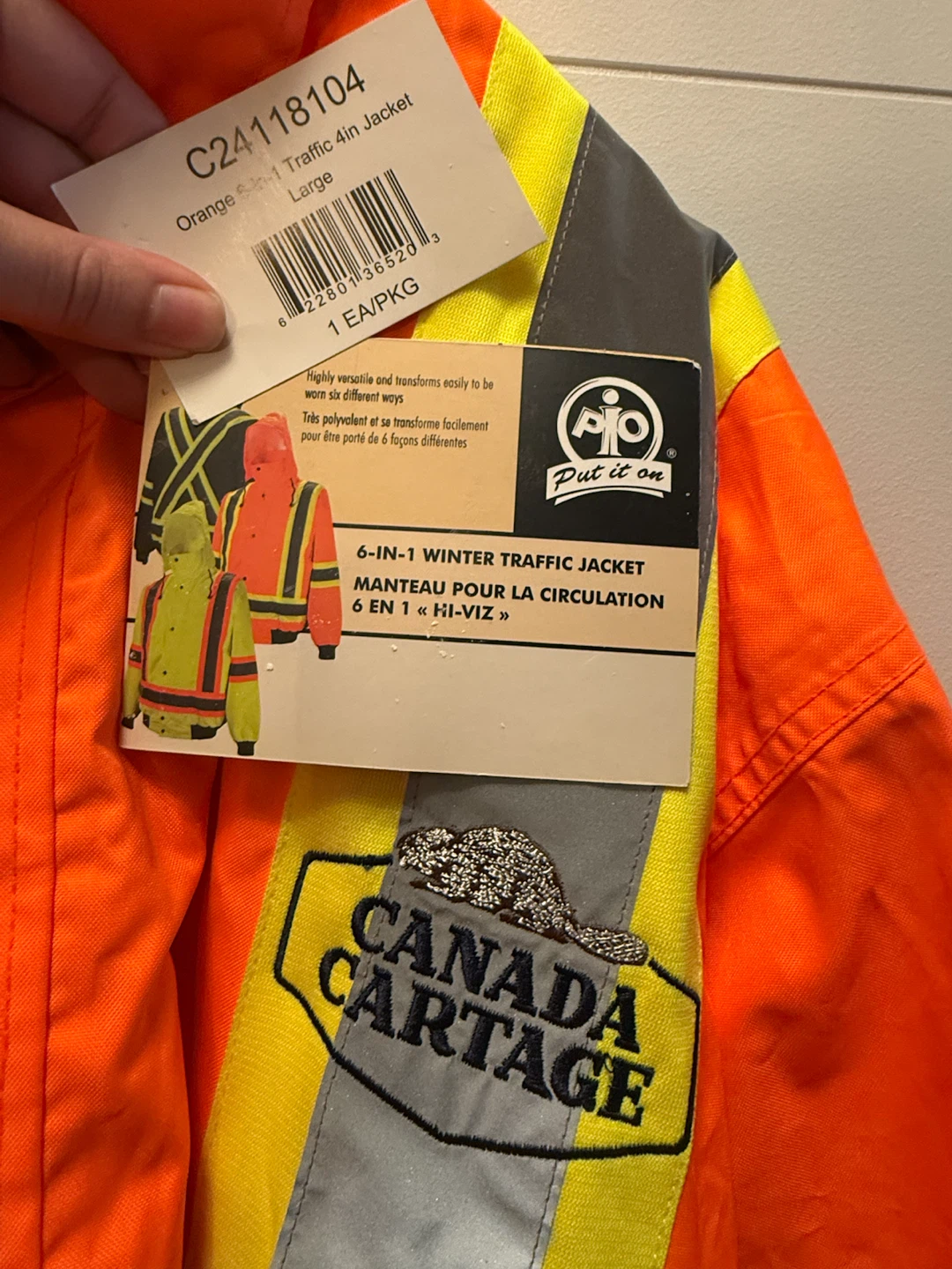 Canada Cartage 6-IN-1 Hi-Vis Traffic Jacket Orange Large - photo 4