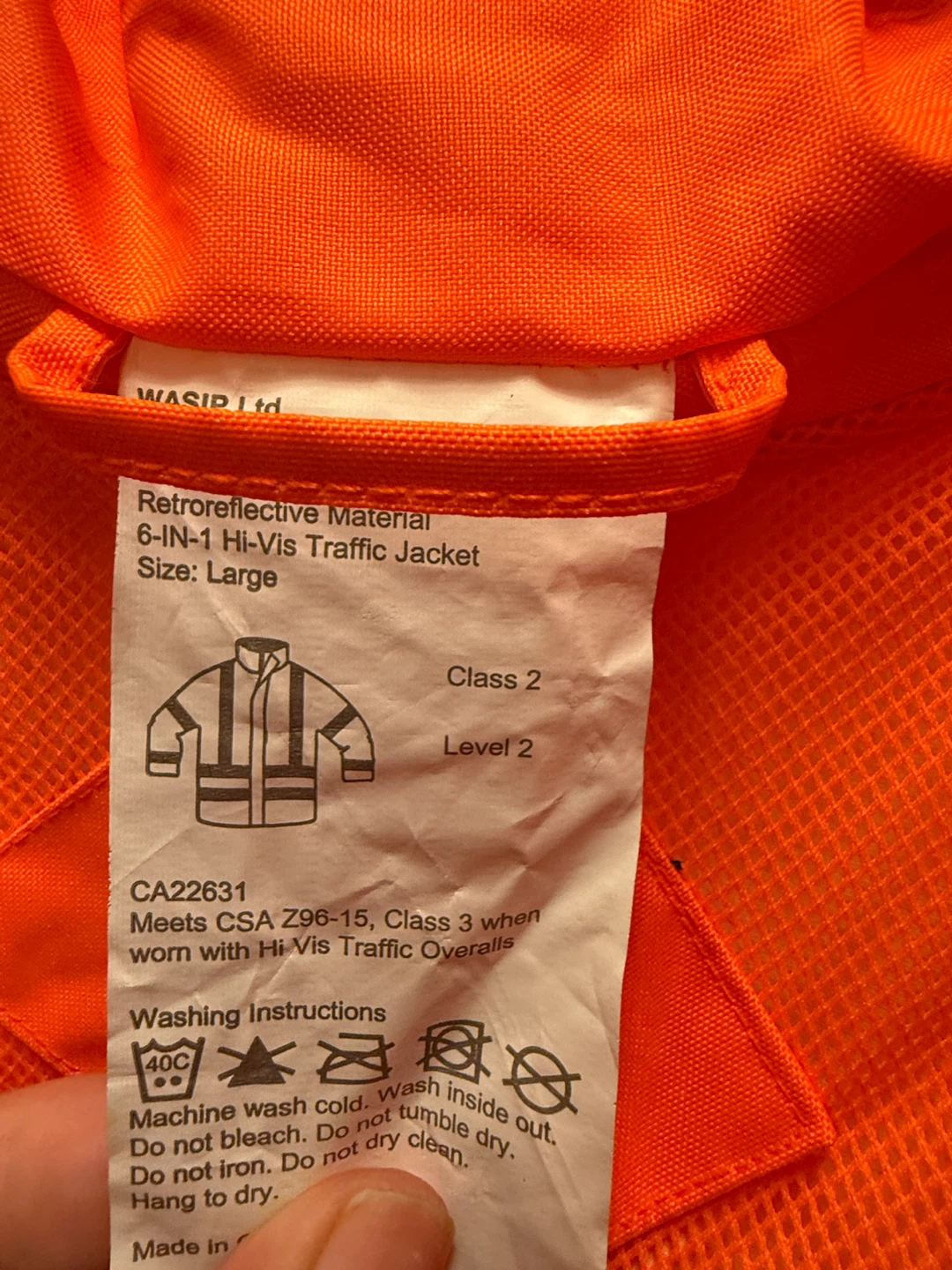 Canada Cartage 6-IN-1 Hi-Vis Traffic Jacket Orange Large - photo 5