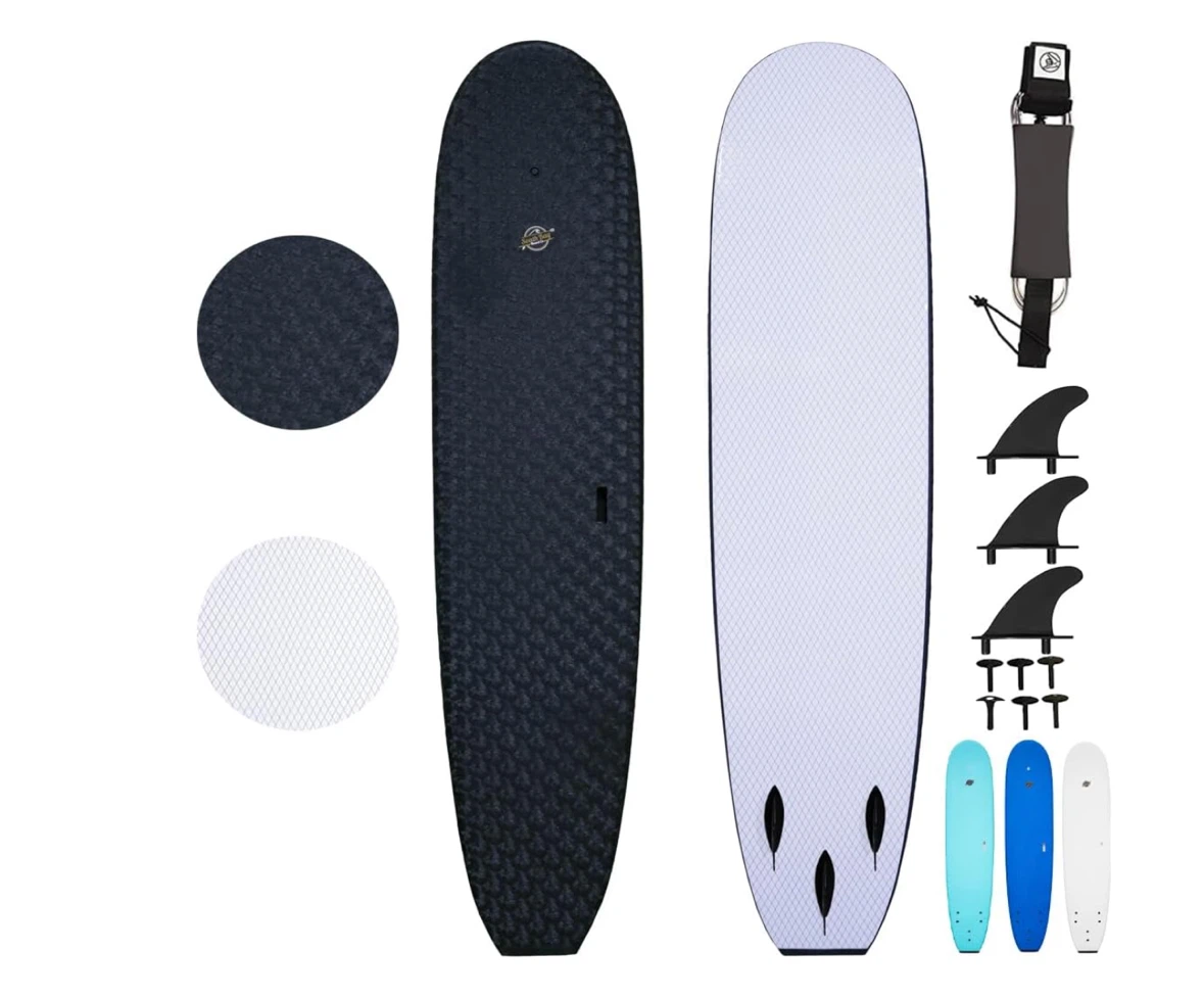 8’ Verve Longboard with Fins and Leash
