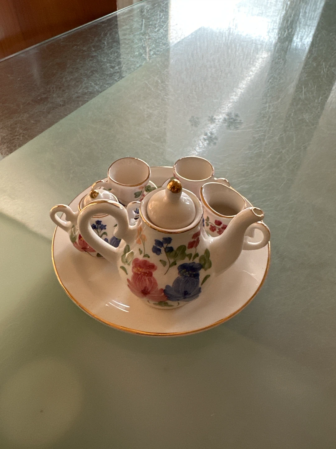 Miniature Tea Set with Bunny Figurine - photo 3