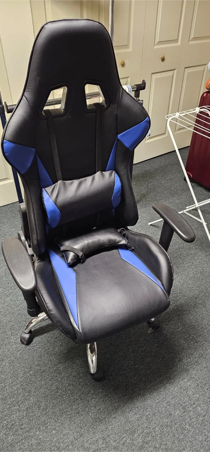 Racing-Style Black & Blue Gaming Chair