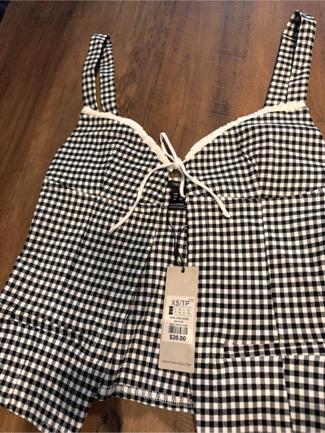 Forever 21 Black & White Gingham Top - XS - photo 4