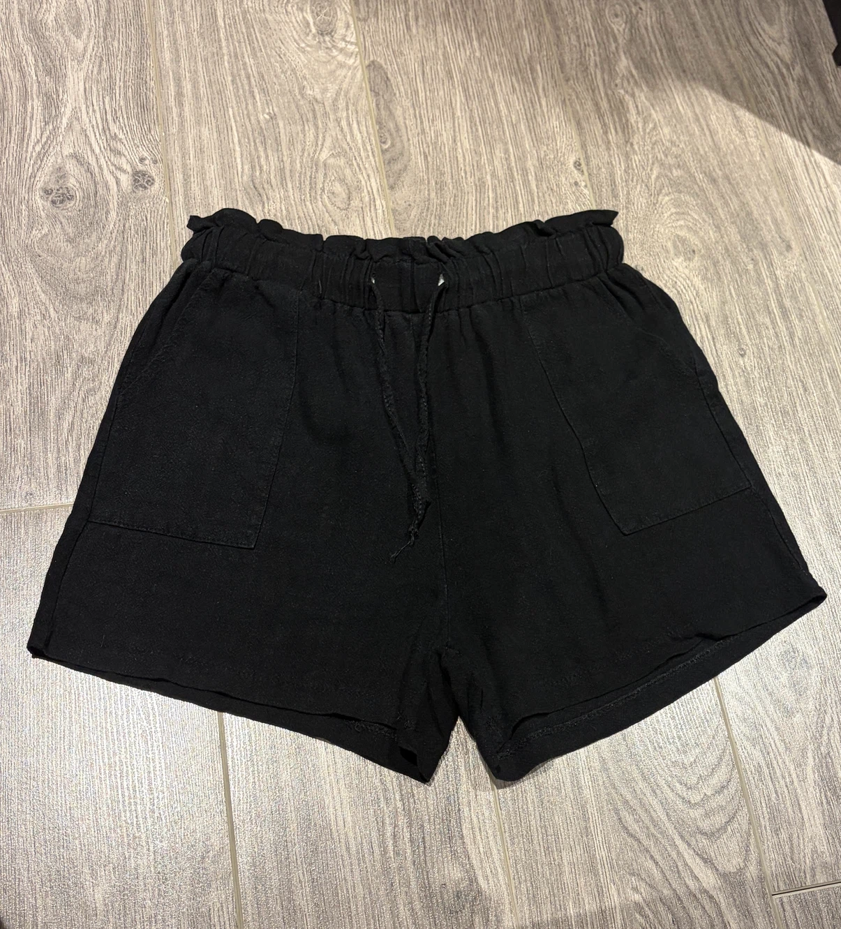 Oak + Fort Black Paperbag Waist Shorts
