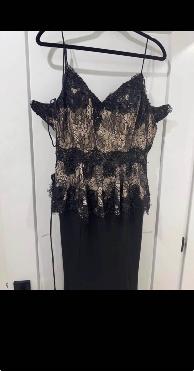 Black Lace Peplum Evening Dress - XL - photo 2
