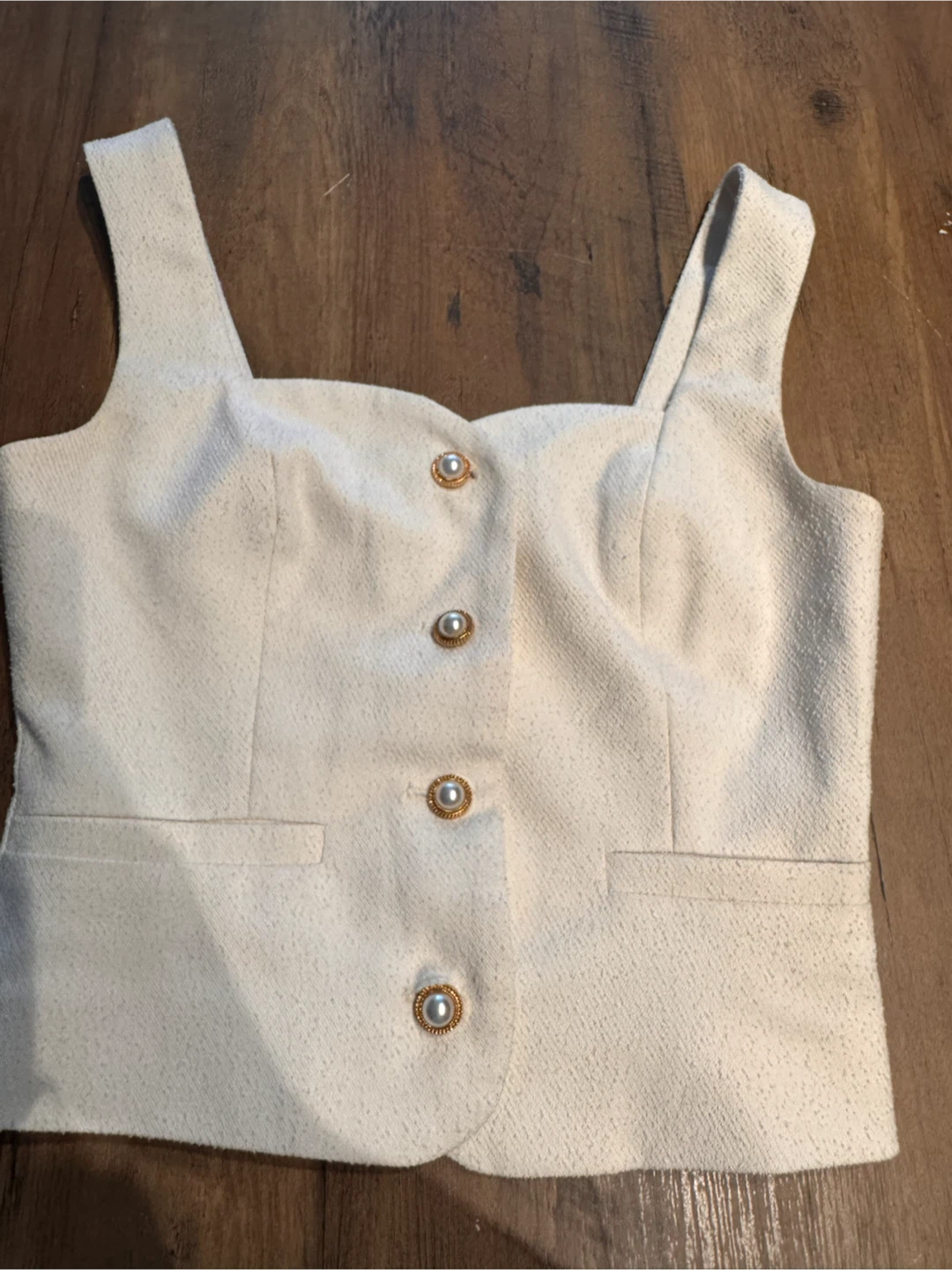 Commense Cream Button-Up Tank Top