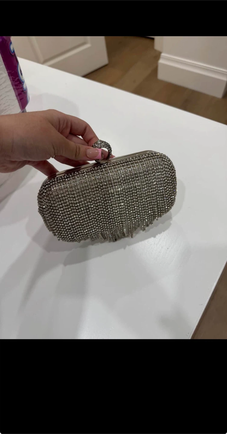 Silver Rhinestone Clutch with Chain - photo 2