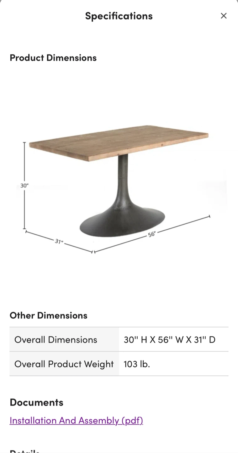 Emmalyn 56" Wide Reclaimed Pine Dining Table - photo 2