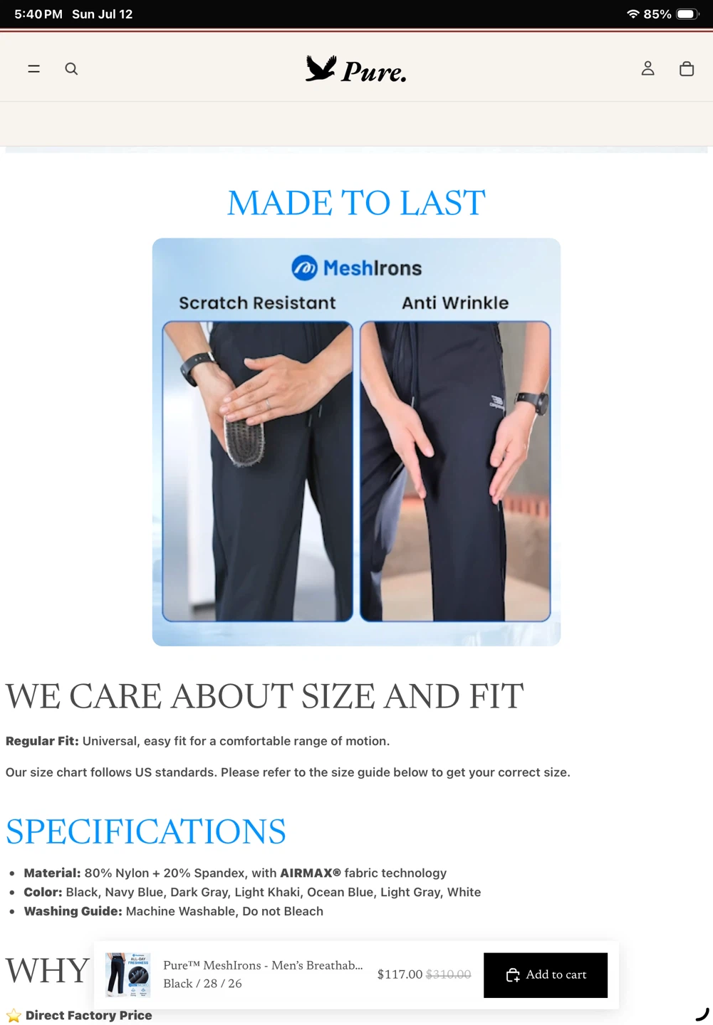 Pure Breathable stretch Pants Black