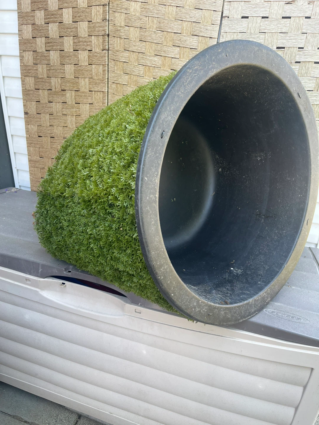 Large Black Plastic Planter Pot with Artificial Greenery