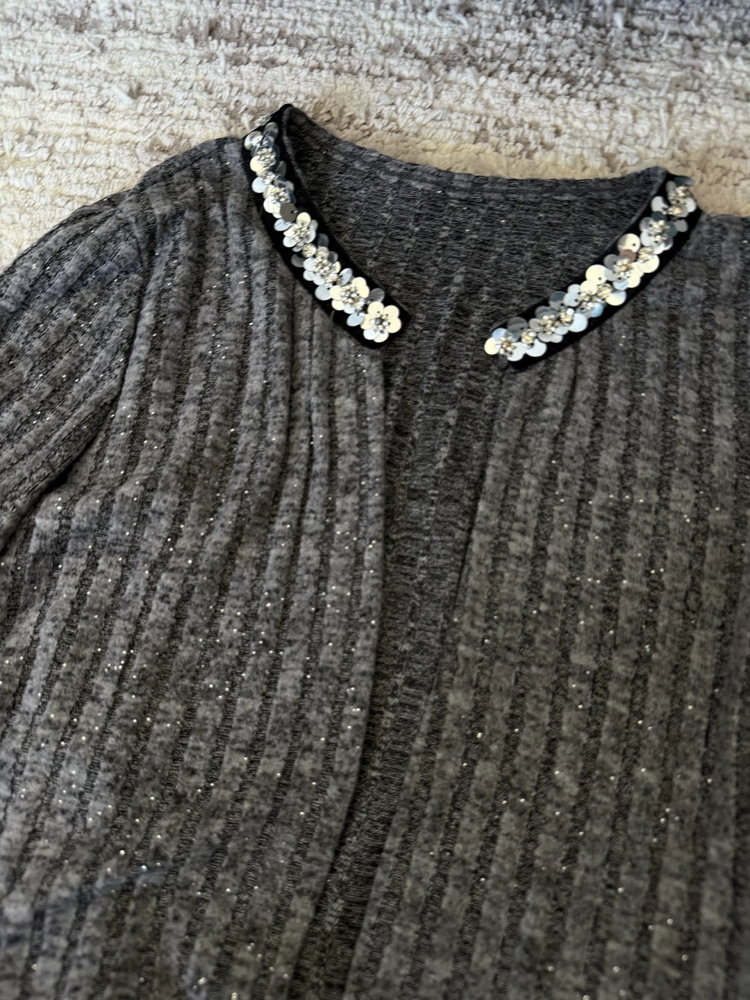 Grey Ribbed Knit Maxi Dress and Cardigan Set - photo 4