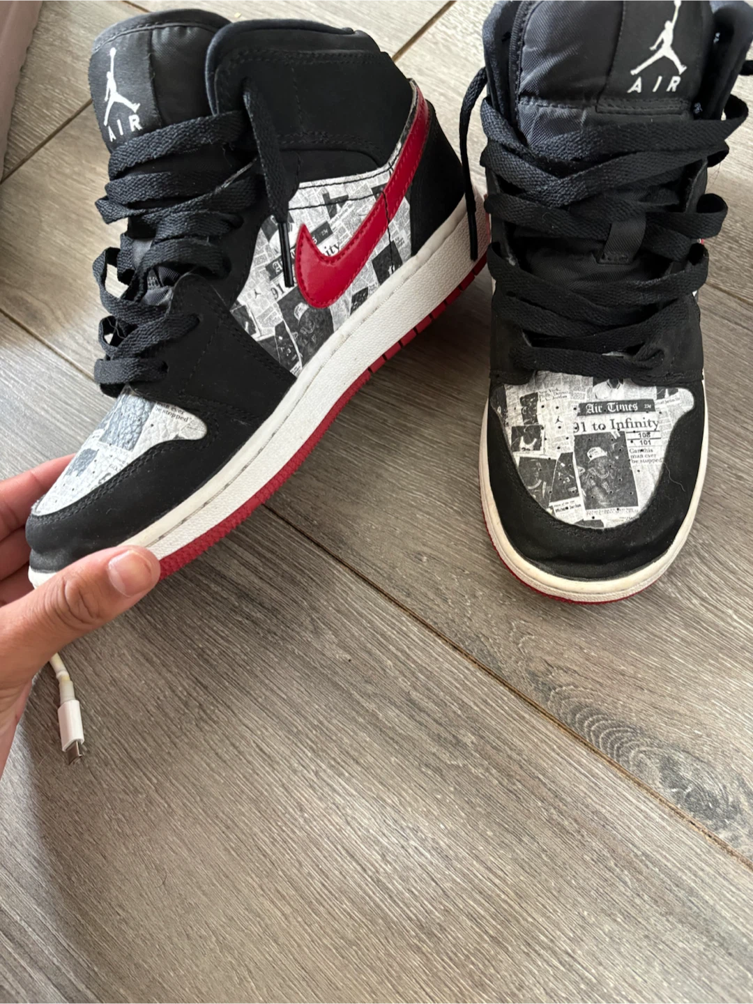 Air Jordan 1 Mid SE TD 'Newspaper Print' Shoes - photo 2