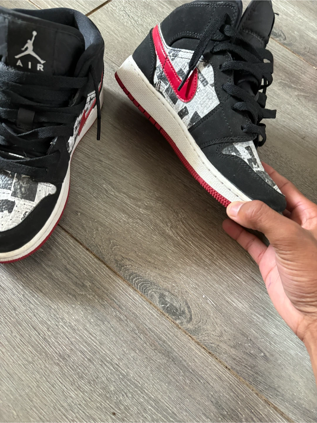 Air Jordan 1 Mid SE TD 'Newspaper Print' Shoes - photo 3