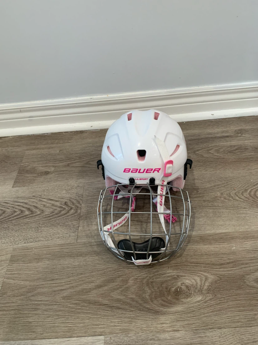 Bauer Youth Hockey Helmet with Cage - White/Pink